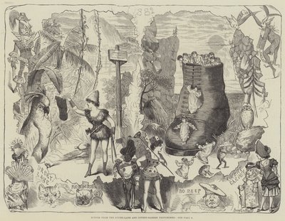 Escenas de las pantomimas de Drury-Lane y Covent-Garden de George Cruikshank